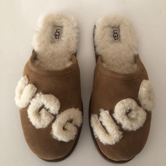 UGG Logo Scuff sheepskin slipper. NWT. 3D. Size: 10 - Picture 2 of 9